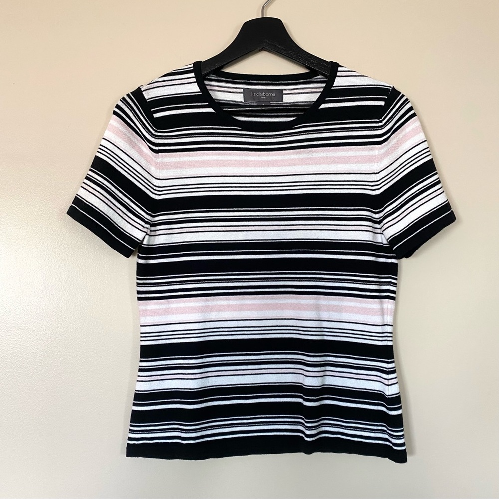 Liz Claiborne Short Sleeve Striped Top